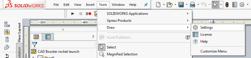 SolidWorks drawing macro settings