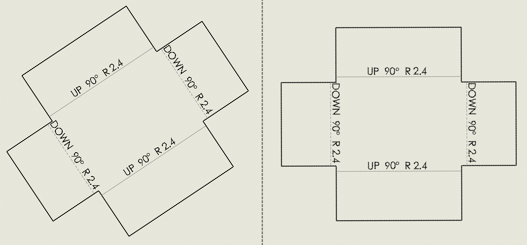flat pattern rotate bounding box automatically