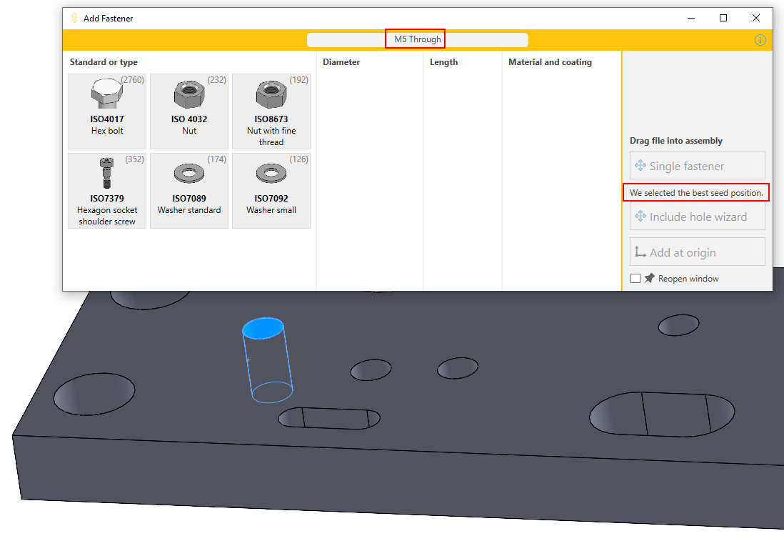 Lightning preselect fastener pattern seed position wrong