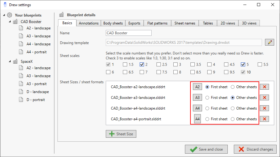 solidworks drawing different sheet format for first sheet