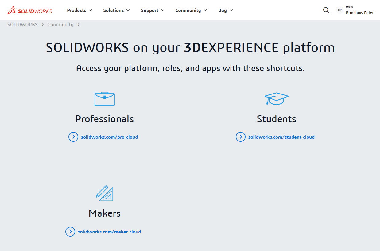 solidworks login choose platform