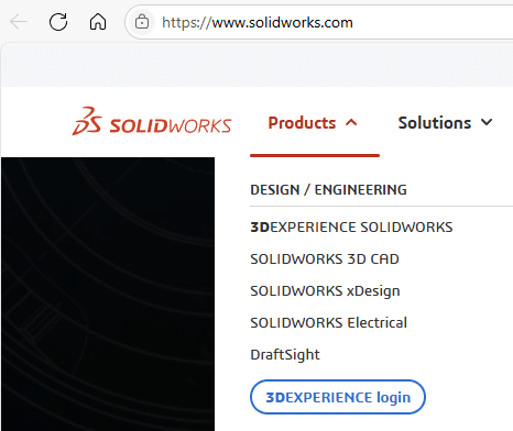 new login button on solidworks.com