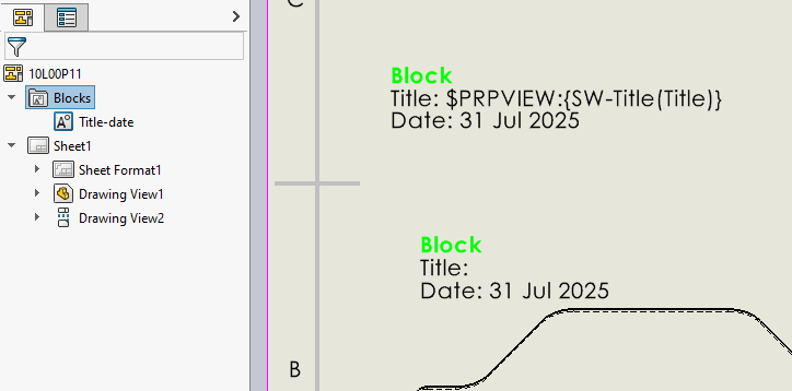 drawing block instances and definition